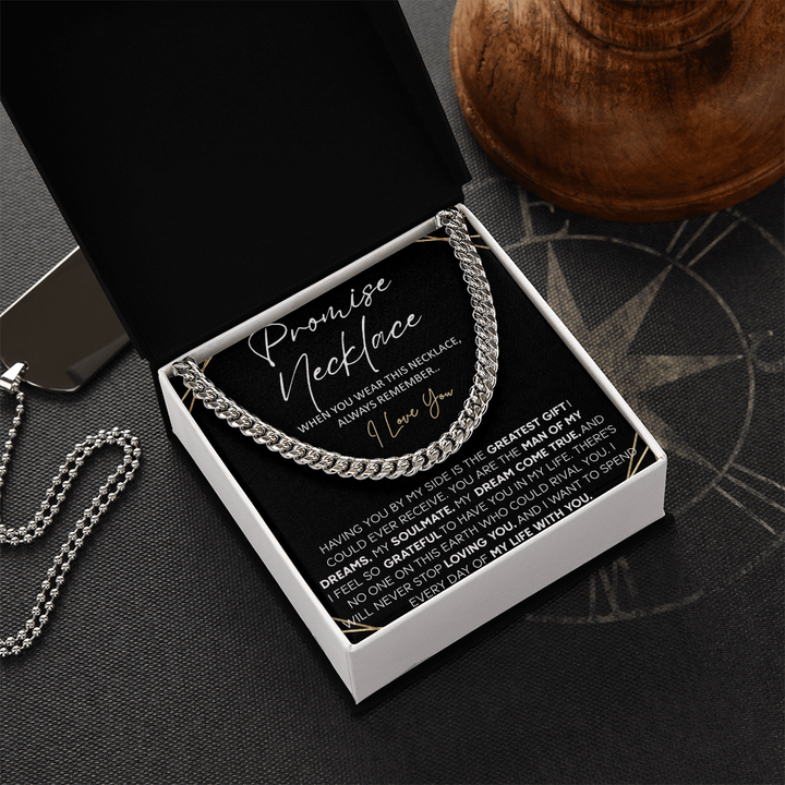 Promise Necklace for Him - Cuban Link Chain - "Spend My Life With You" - The Love Sparkle