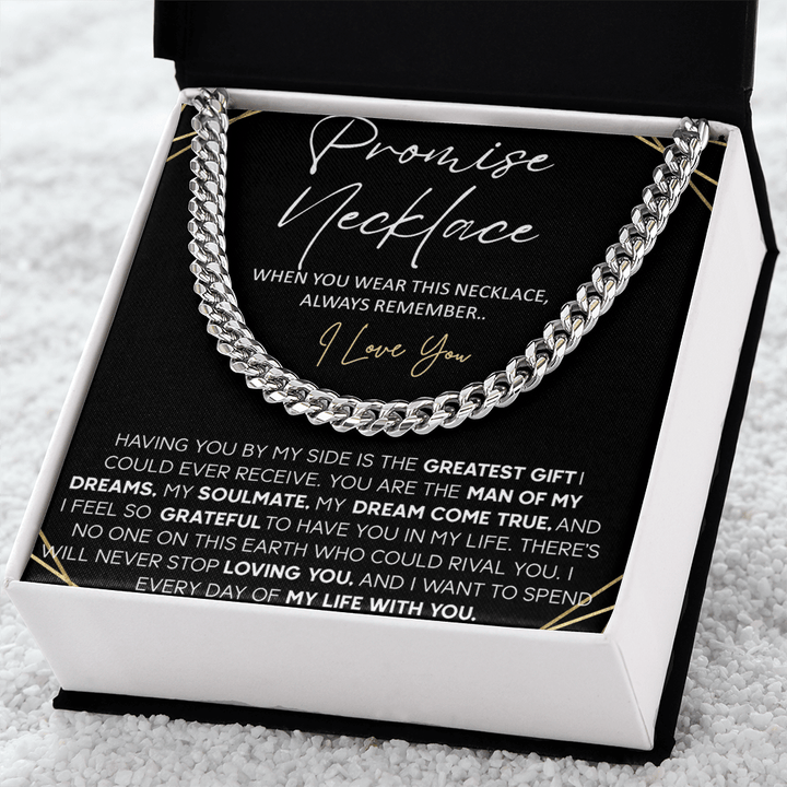 Promise Necklace for Him - Cuban Link Chain - "Spend My Life With You" - The Love Sparkle