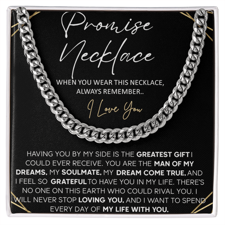 Promise Necklace for Him - Cuban Link Chain - "Spend My Life With You" - The Love Sparkle