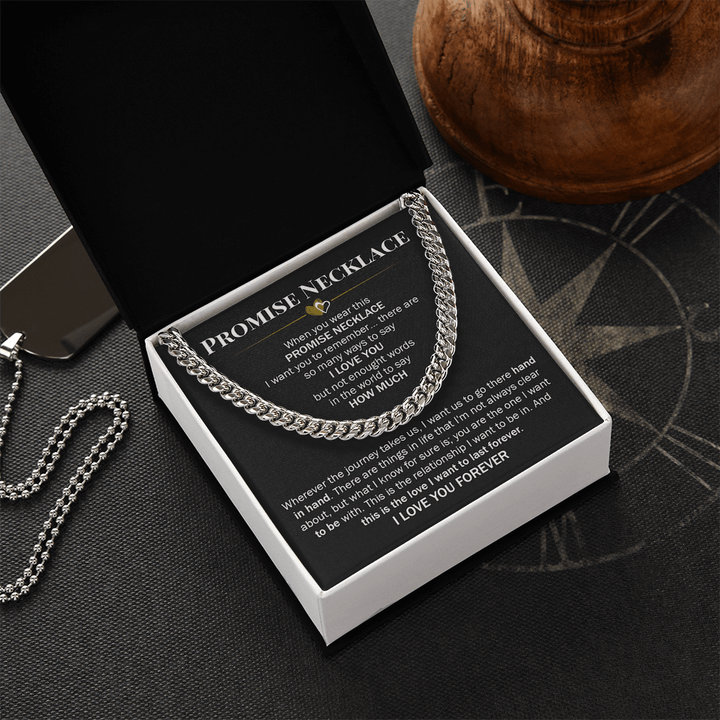 Promise Necklace for Him - Cuban Link Chain - "You Are The One" - The Love Sparkle