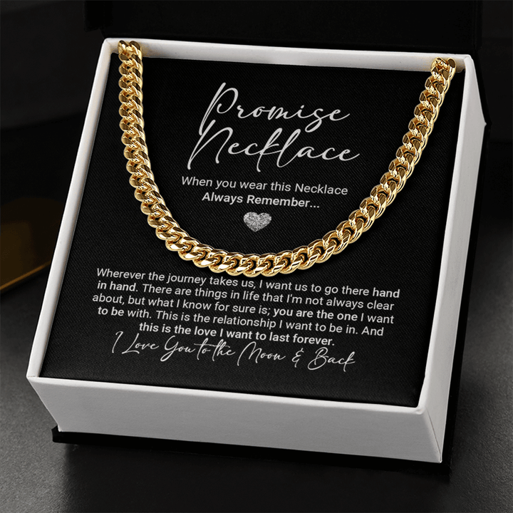 Promise Necklace for Your Soulmate - Cuban Link Chain - "Love You Forever" - The Love Sparkle