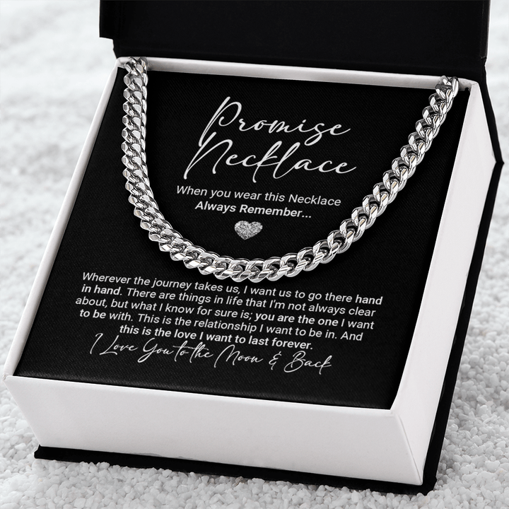 Promise Necklace for Your Soulmate - Cuban Link Chain - "Love You Forever" - The Love Sparkle