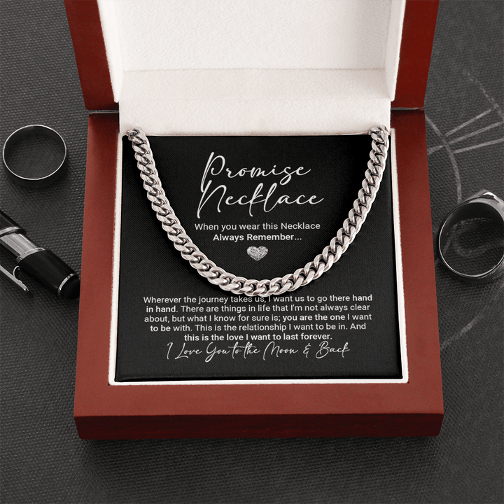 Promise Necklace for Your Soulmate - Cuban Link Chain - "Love You Forever" - The Love Sparkle