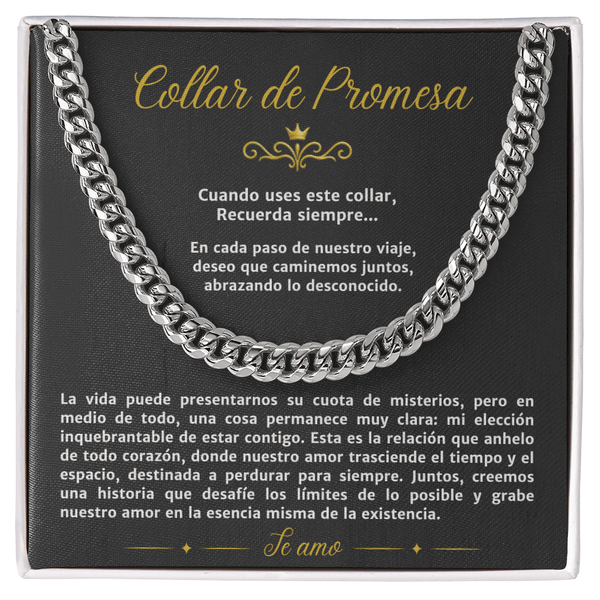Regalo para Novio o Esposo - Cadena de Eslabones Cubanos con Mensaje de Amor Eterno - The Love Sparkle