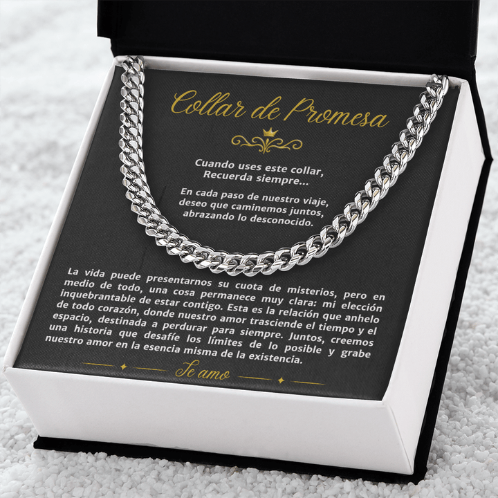 Regalo para Novio o Esposo - Cadena de Eslabones Cubanos con Mensaje de Amor Eterno - The Love Sparkle