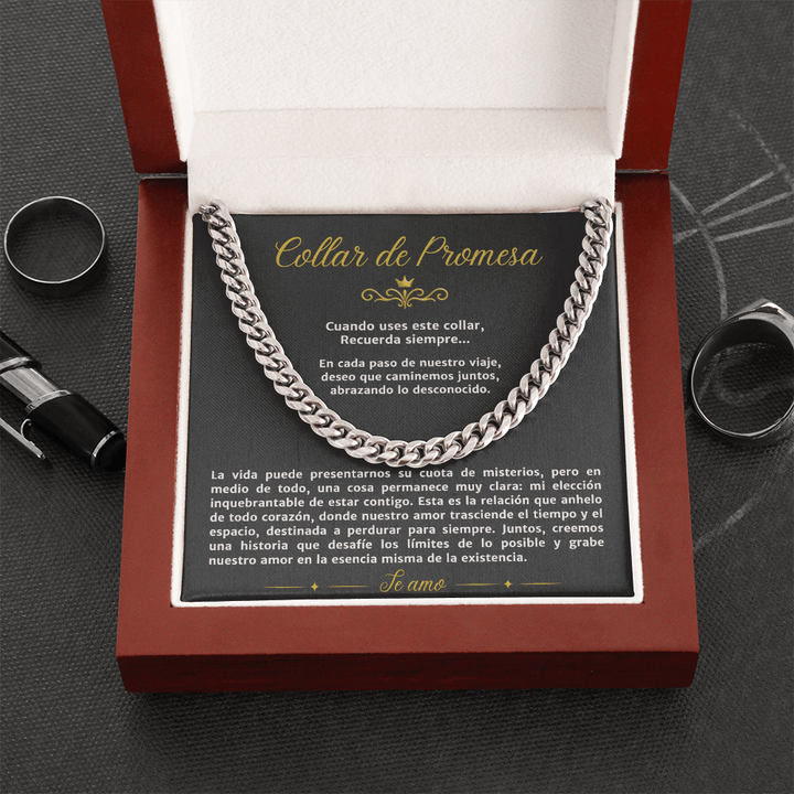 Regalo para Novio o Esposo - Cadena de Eslabones Cubanos con Mensaje de Amor Eterno - The Love Sparkle