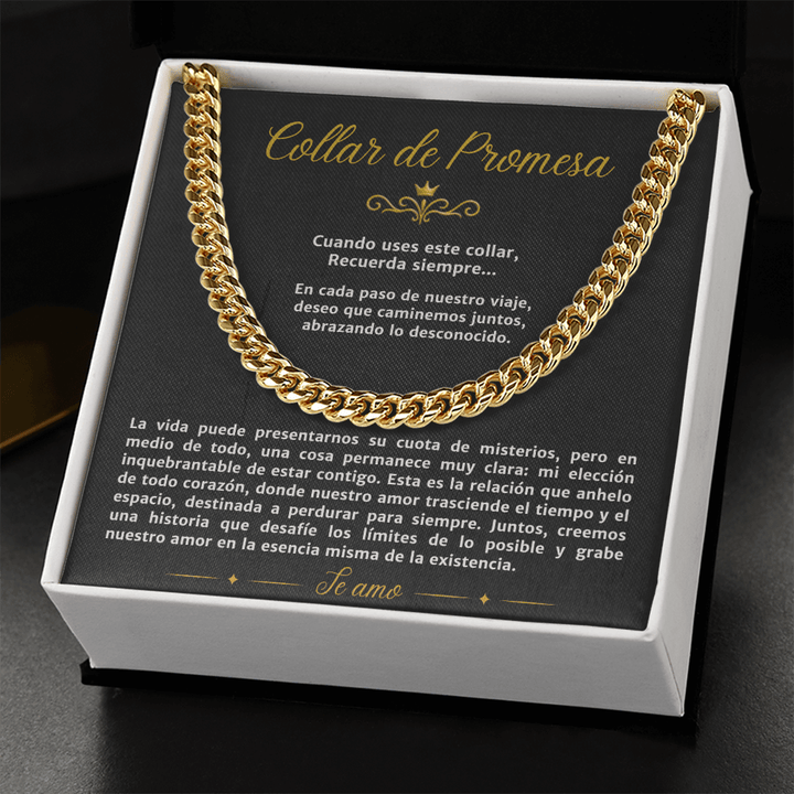 Regalo para Novio o Esposo - Cadena de Eslabones Cubanos con Mensaje de Amor Eterno - The Love Sparkle