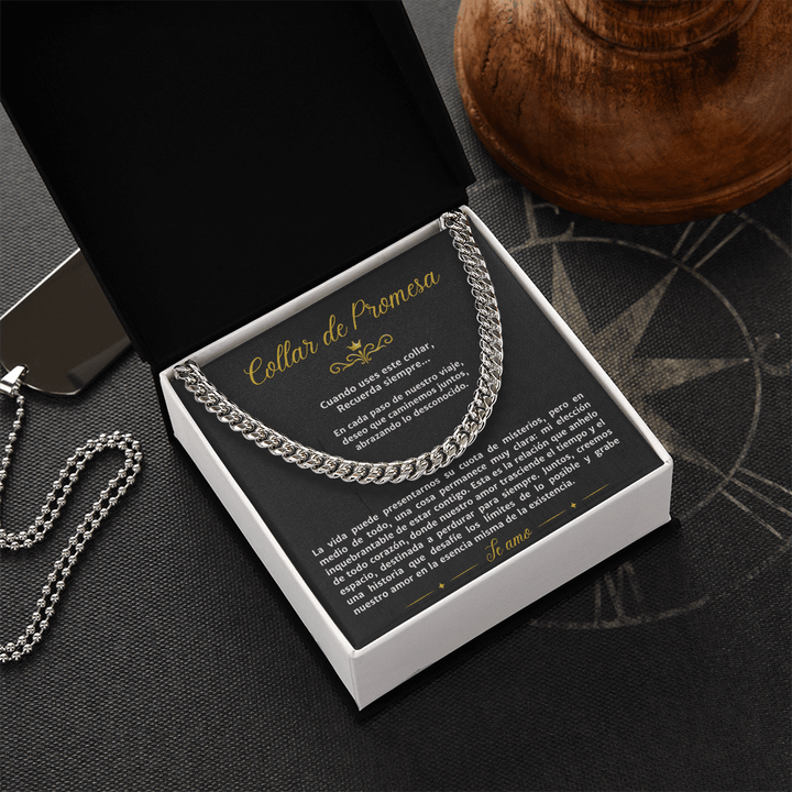 Regalo para Novio o Esposo - Cadena de Eslabones Cubanos con Mensaje de Amor Eterno - The Love Sparkle