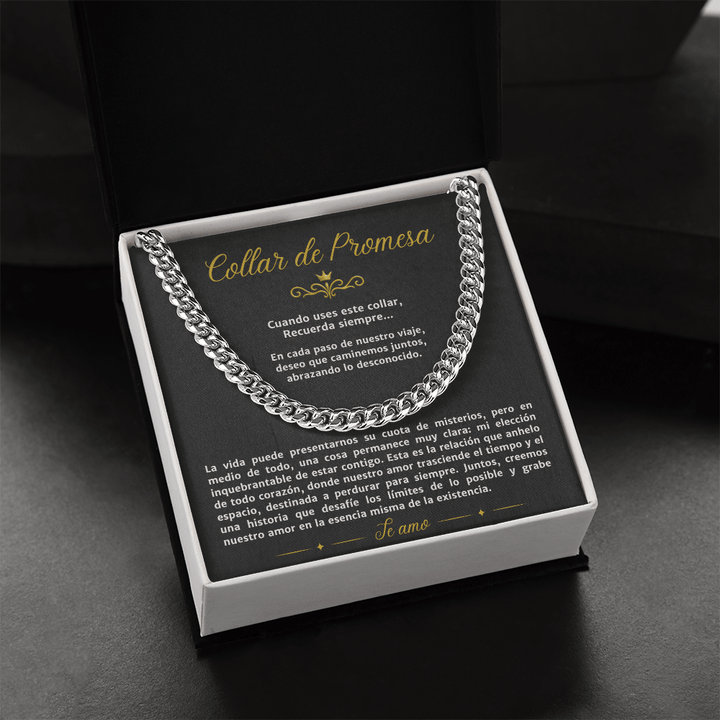 Regalo para Novio o Esposo - Cadena de Eslabones Cubanos con Mensaje de Amor Eterno - The Love Sparkle