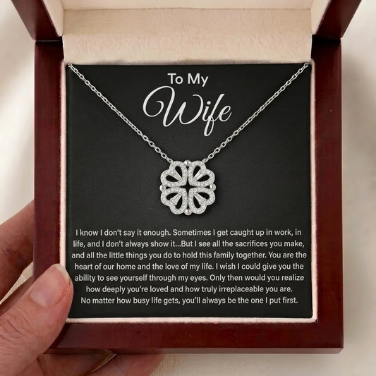 Romantic Anniversary Gift For Wife - Magnetic Clover Hearts Necklace From Husband - The Love Sparkle