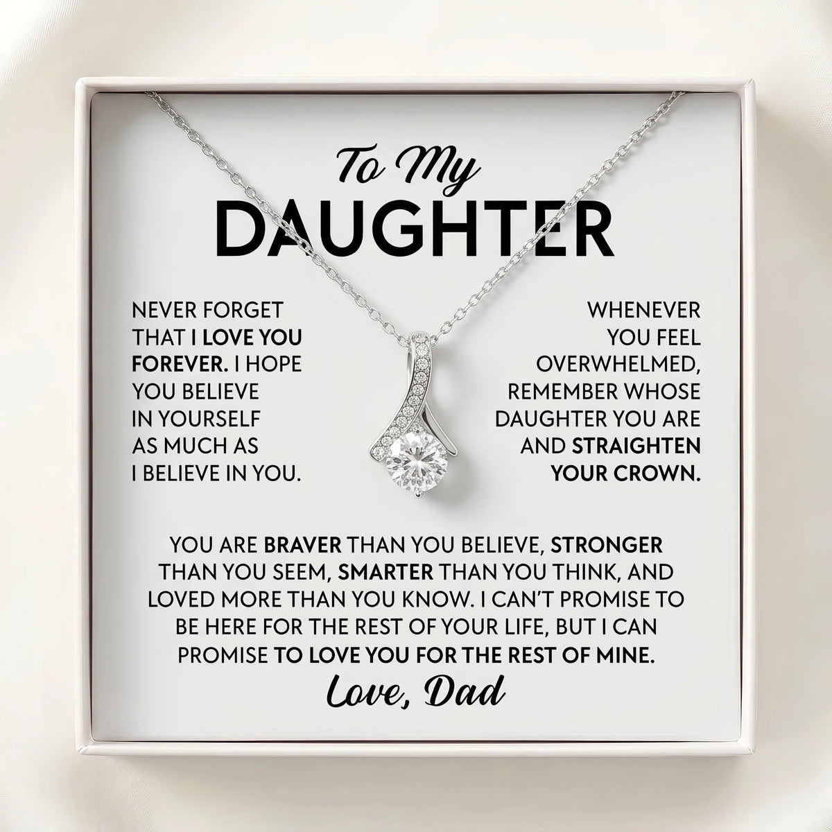 "Straighten Your Crown, Love Dad" Alluring Beauty Necklace – Meaningful Gift from Dad for Daughter for Birthday, Graduation & Any Occasion - The Love Sparkle