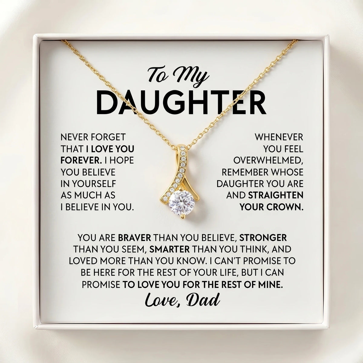 "Straighten Your Crown, Love Dad" Alluring Beauty Necklace – Meaningful Gift from Dad for Daughter for Birthday, Graduation & Any Occasion - The Love Sparkle