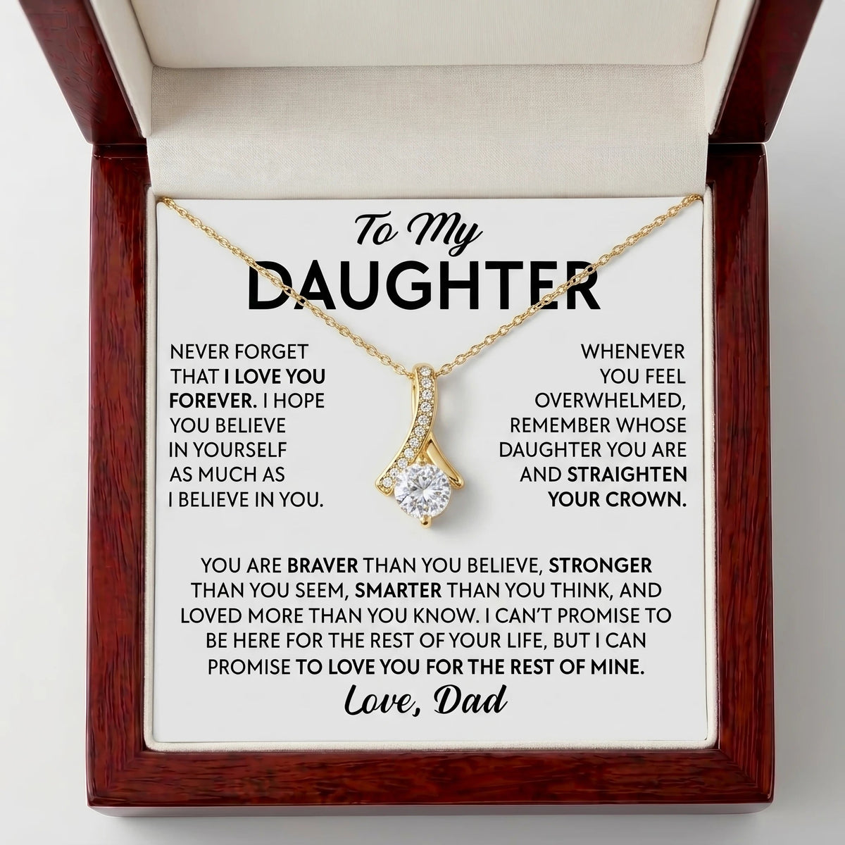 "Straighten Your Crown, Love Dad" Alluring Beauty Necklace – Meaningful Gift from Dad for Daughter for Birthday, Graduation & Any Occasion - The Love Sparkle