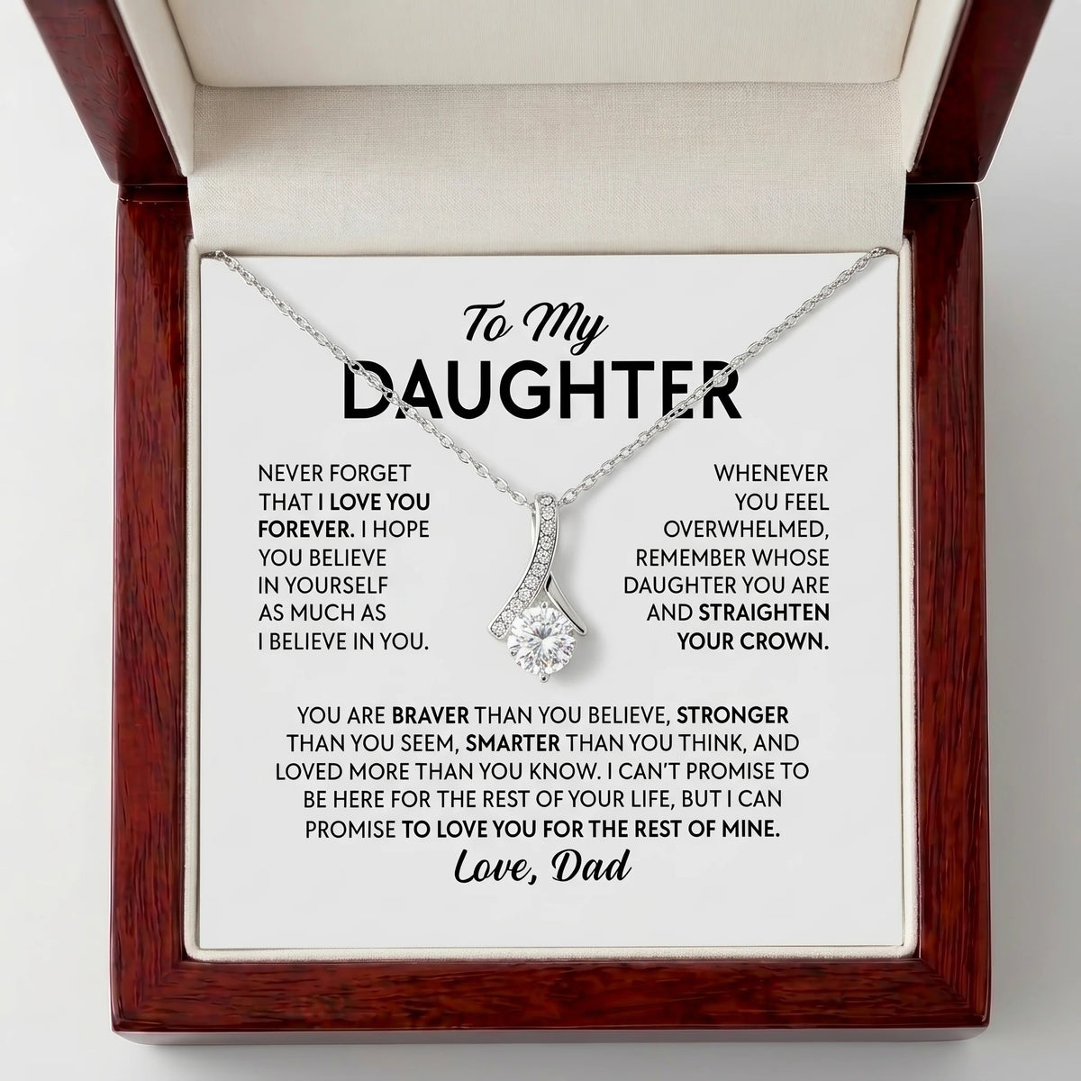 "Straighten Your Crown, Love Dad" Alluring Beauty Necklace – Meaningful Gift from Dad for Daughter for Birthday, Graduation & Any Occasion - The Love Sparkle