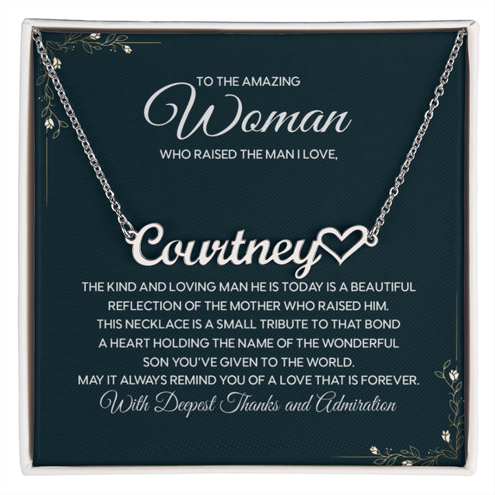 Thank You Gift for Boyfriend's Mom - Custom Heart Necklace - The Love Sparkle