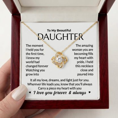 "The Moment I First Held You" Love Knot Necklace – Heartfelt Gift from Dad to Daughter - The Love Sparkle