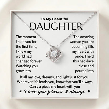 "The Moment I First Held You" Love Knot Necklace – Heartfelt Gift from Dad to Daughter - The Love Sparkle