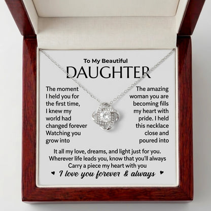 "The Moment I First Held You" Love Knot Necklace – Heartfelt Gift from Dad to Daughter - The Love Sparkle