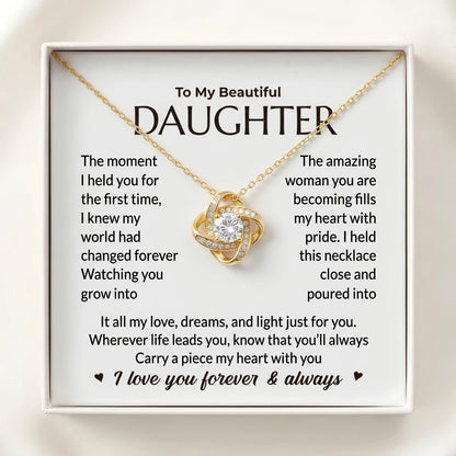 "The Moment I First Held You" Love Knot Necklace – Heartfelt Gift from Dad to Daughter - The Love Sparkle