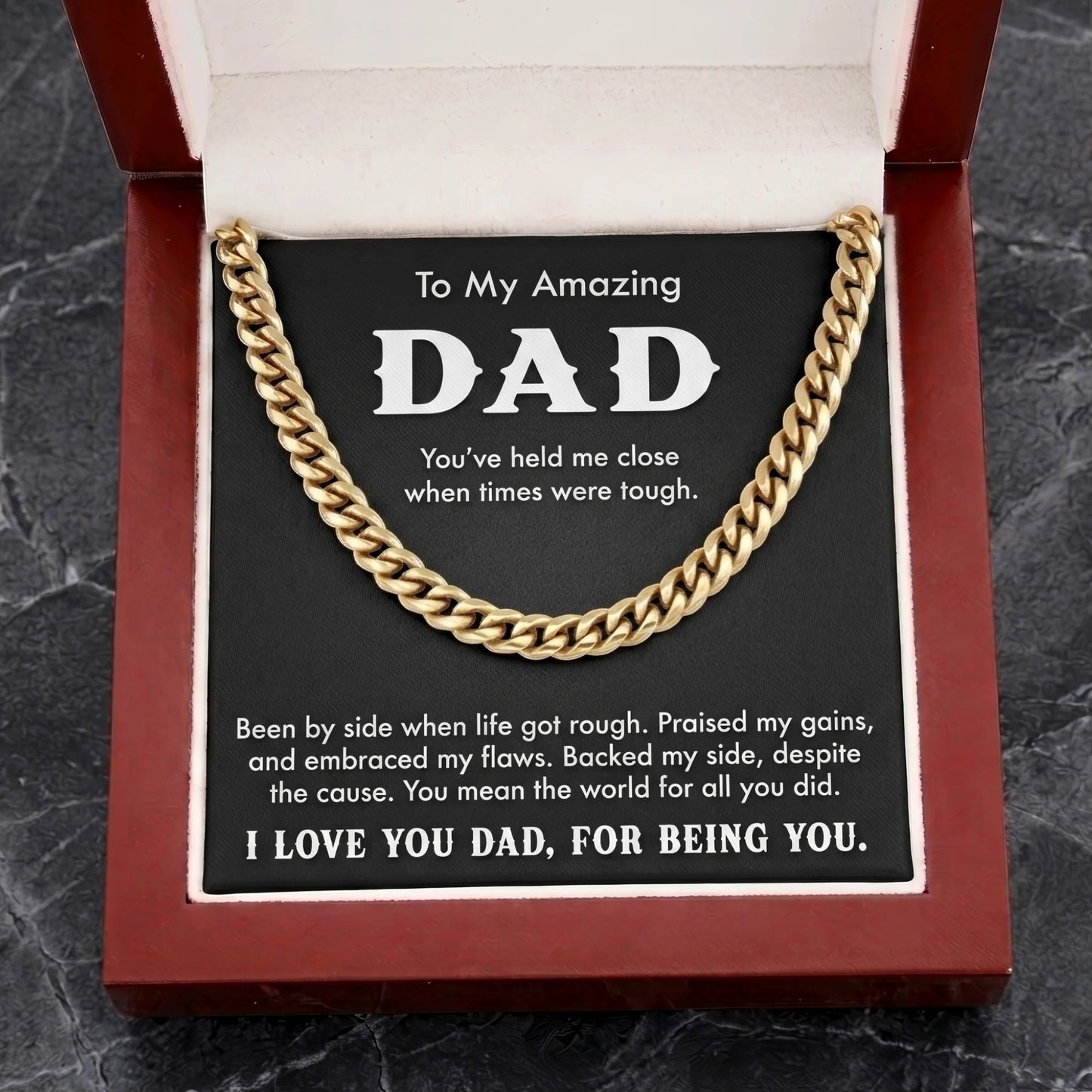 "To My Amazing Dad" Cuban Link Chain Necklace – Meaningful Father's Day Gift - The Love Sparkle