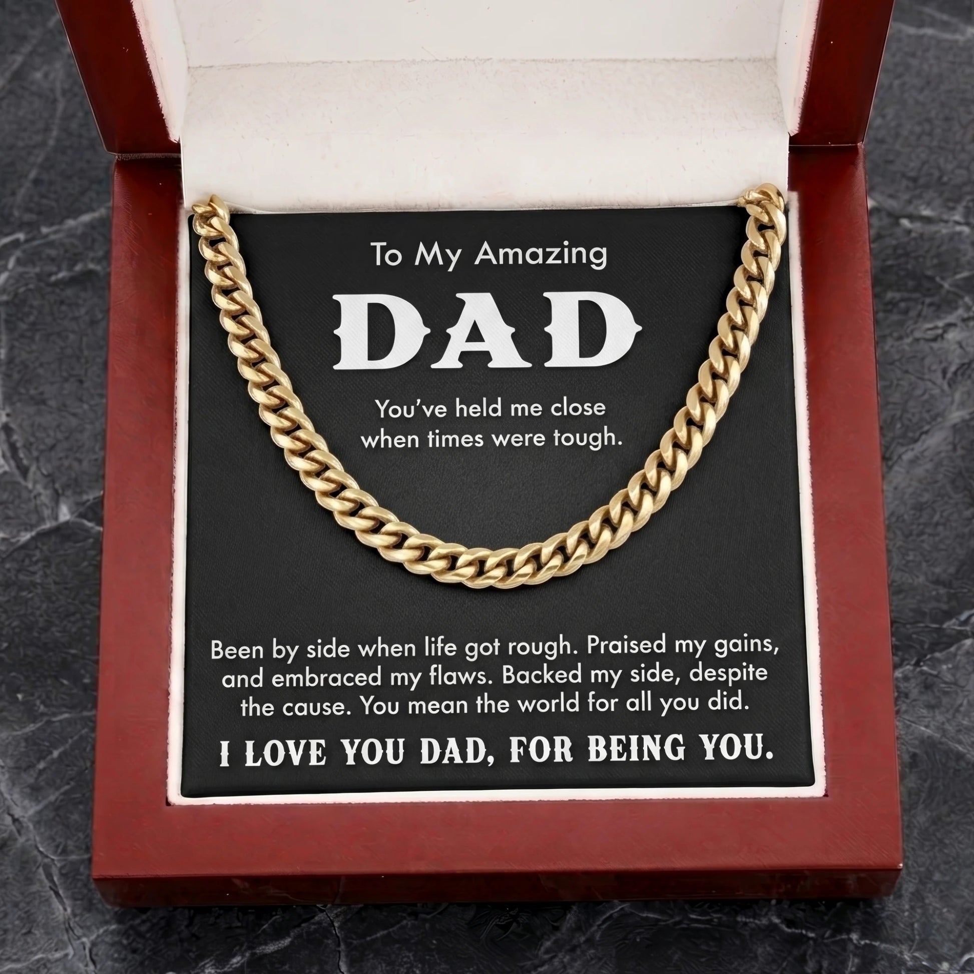 "To My Amazing Dad" Cuban Link Chain Necklace – Meaningful Father's Day Gift - The Love Sparkle