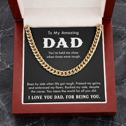 "To My Amazing Dad" Cuban Link Chain Necklace – Meaningful Father's Day Gift - The Love Sparkle