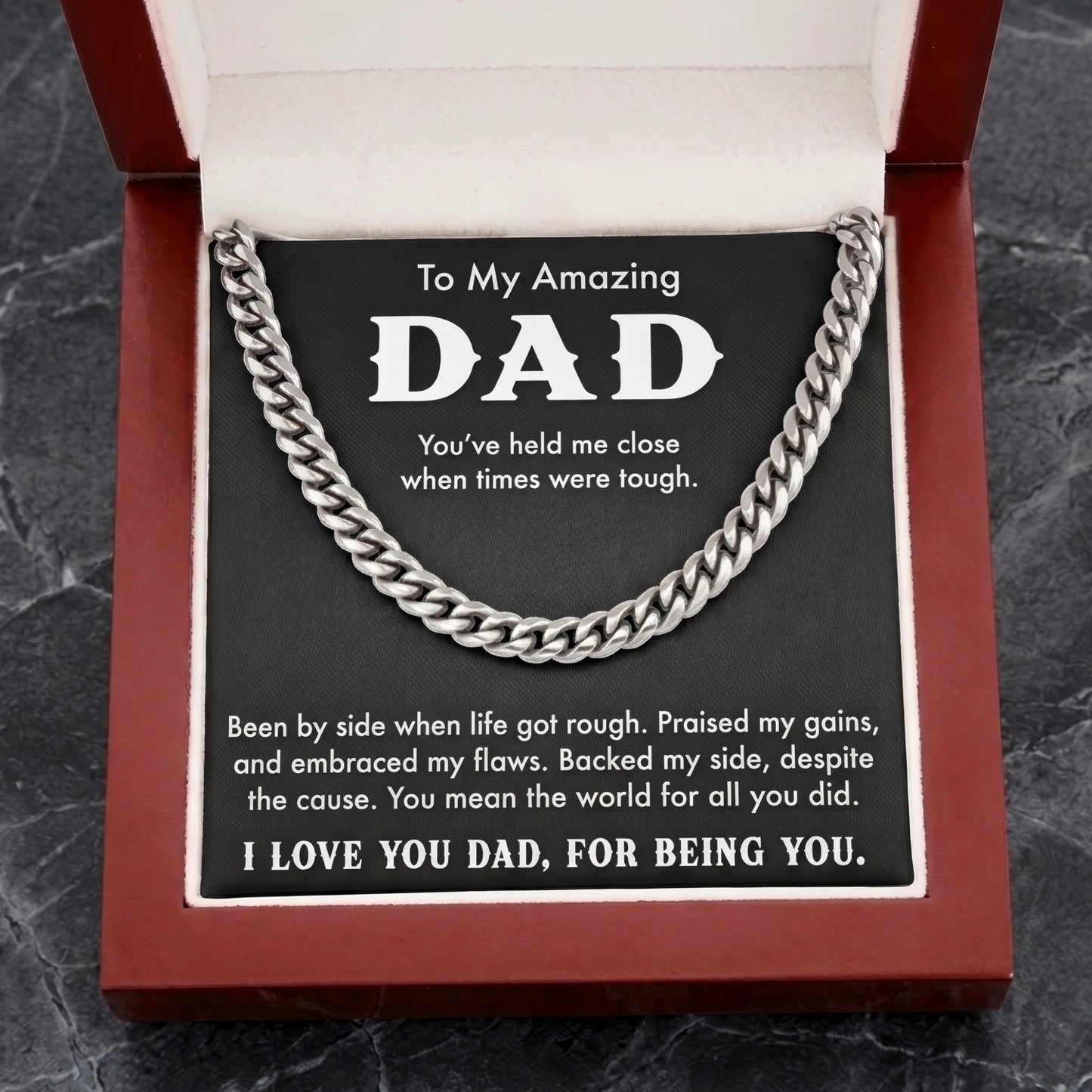 "To My Amazing Dad" Cuban Link Chain Necklace – Meaningful Father's Day Gift - The Love Sparkle