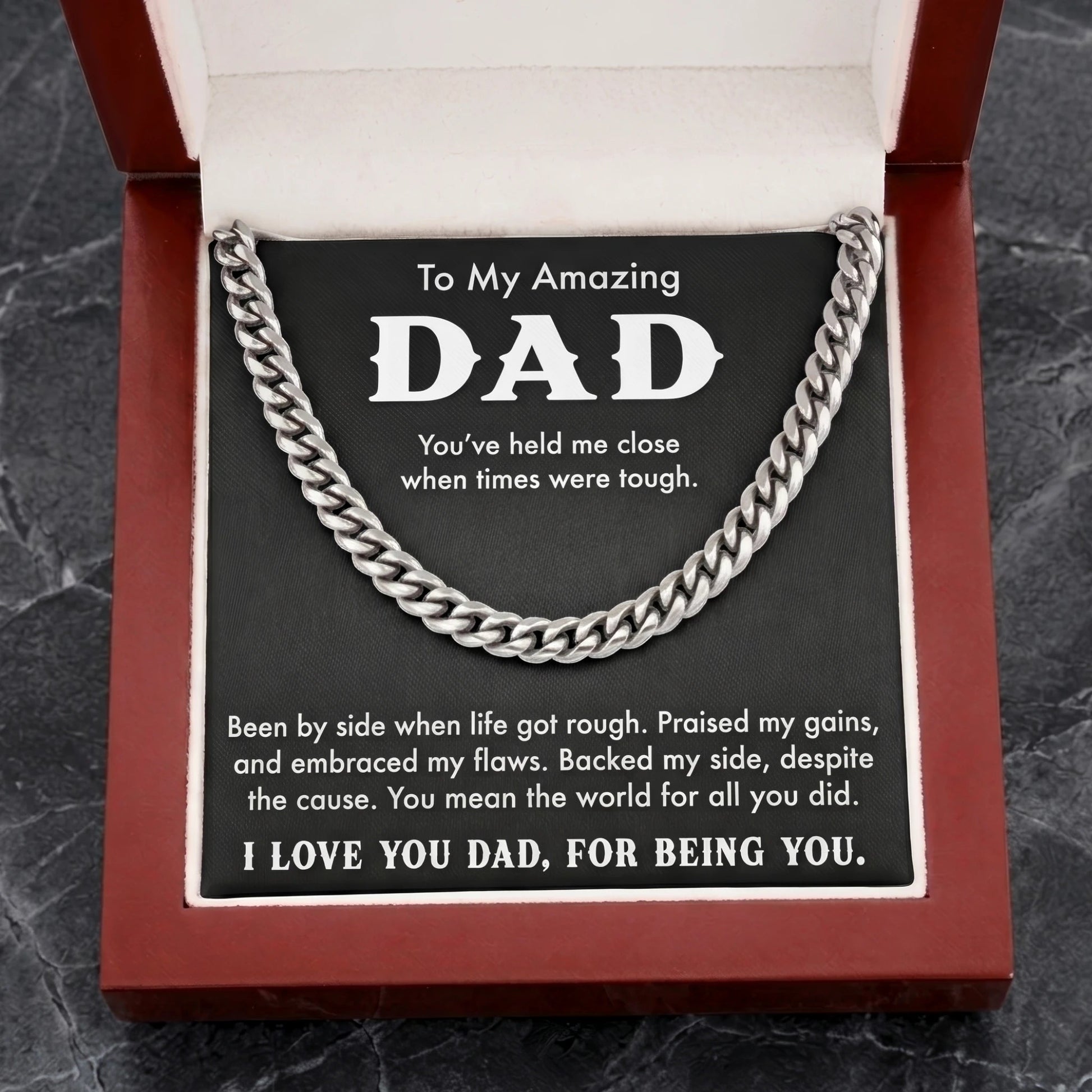 "To My Amazing Dad" Cuban Link Chain Necklace – Meaningful Father's Day Gift - The Love Sparkle