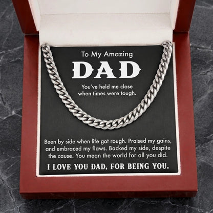 "To My Amazing Dad" Cuban Link Chain Necklace – Meaningful Father's Day Gift - The Love Sparkle