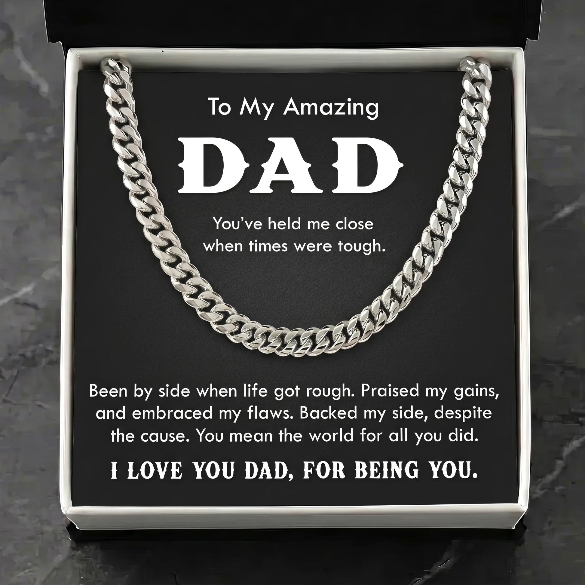 "To My Amazing Dad" Cuban Link Chain Necklace – Meaningful Father's Day Gift - The Love Sparkle