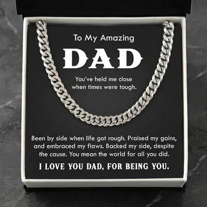 "To My Amazing Dad" Cuban Link Chain Necklace – Meaningful Father's Day Gift - The Love Sparkle