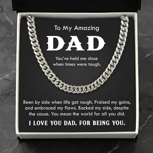 "To My Amazing Dad" Cuban Link Chain Necklace – Meaningful Father's Day Gift - The Love Sparkle