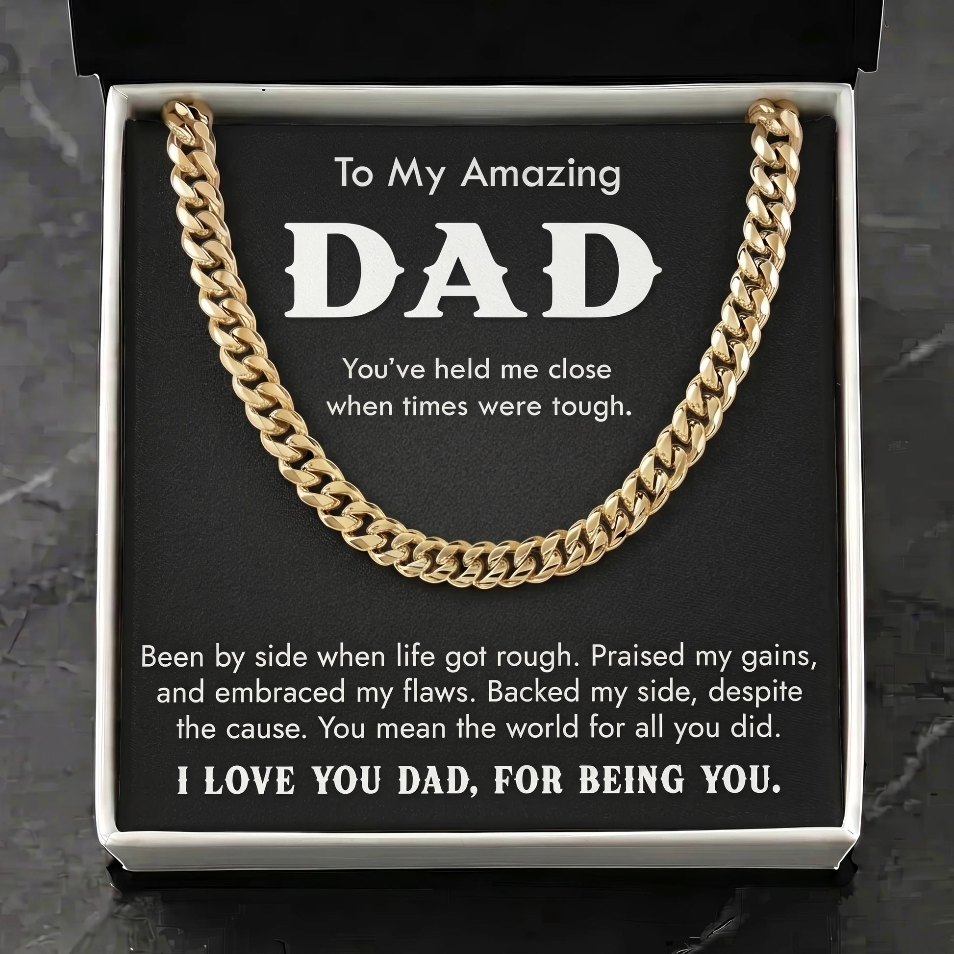 "To My Amazing Dad" Cuban Link Chain Necklace – Meaningful Father's Day Gift - The Love Sparkle