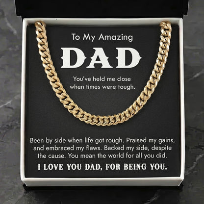 "To My Amazing Dad" Cuban Link Chain Necklace – Meaningful Father's Day Gift - The Love Sparkle