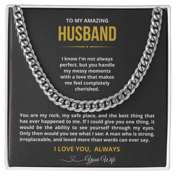 To My Amazing Husband Cuban Link Chain - "You Are My Rock" Gift from Wife - The Love Sparkle