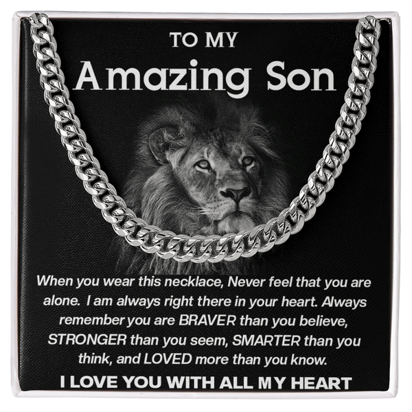 To My Amazing Son - Cuban Link Chain - Strength & Courage Gift for Son - The Love Sparkle