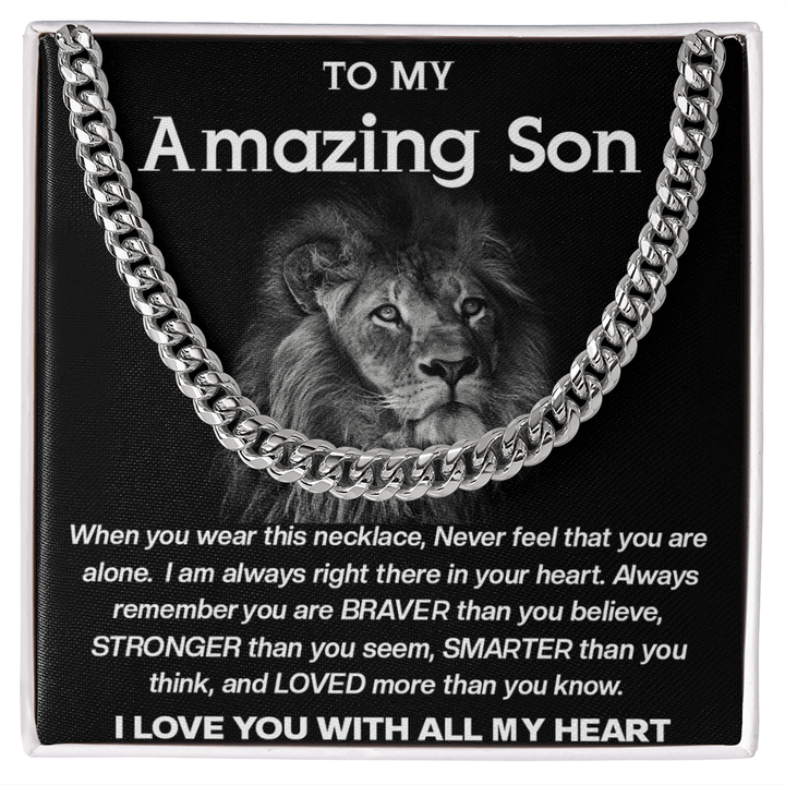 To My Amazing Son - Cuban Link Chain - Strength & Courage Gift for Son - The Love Sparkle