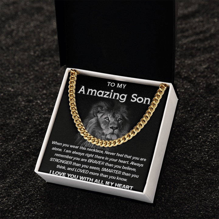 To My Amazing Son - Cuban Link Chain - Strength & Courage Gift for Son - The Love Sparkle
