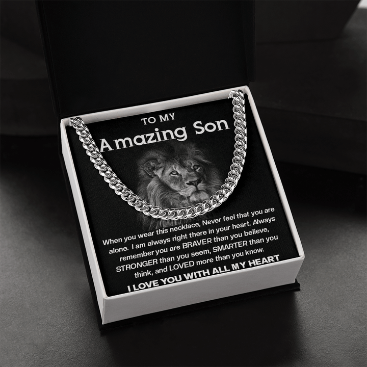 To My Amazing Son - Cuban Link Chain - Strength & Courage Gift for Son - The Love Sparkle