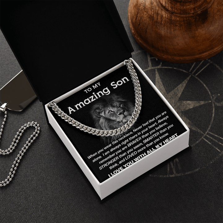 To My Amazing Son - Cuban Link Chain - Strength & Courage Gift for Son - The Love Sparkle