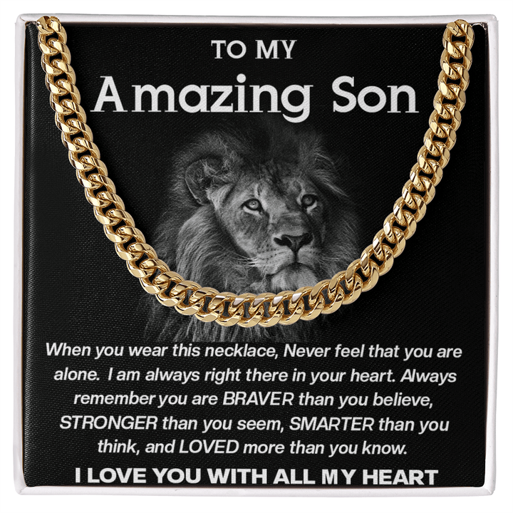 To My Amazing Son - Cuban Link Chain - Strength & Courage Gift for Son - The Love Sparkle