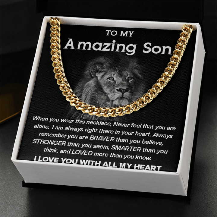 To My Amazing Son - Cuban Link Chain - Strength & Courage Gift for Son - The Love Sparkle