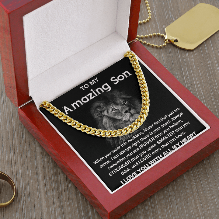To My Amazing Son - Cuban Link Chain - Strength & Courage Gift for Son - The Love Sparkle