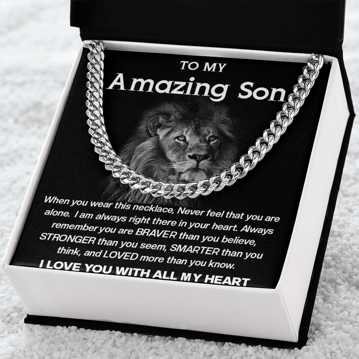 To My Amazing Son - Cuban Link Chain - Strength & Courage Gift for Son - The Love Sparkle