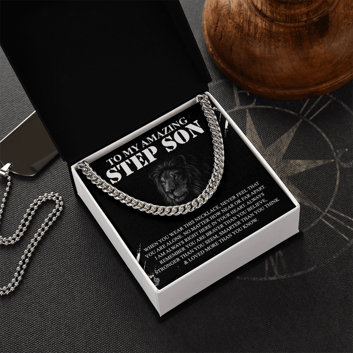 To My Amazing Step Son - Cuban Link Chain - Braver and Stronger - The Love Sparkle
