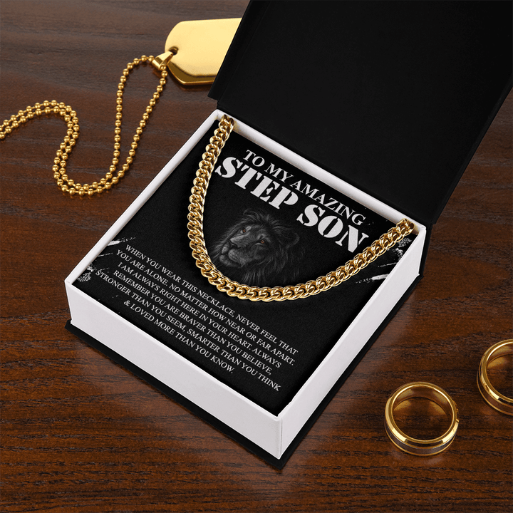 To My Amazing Step Son - Cuban Link Chain - Braver and Stronger - The Love Sparkle