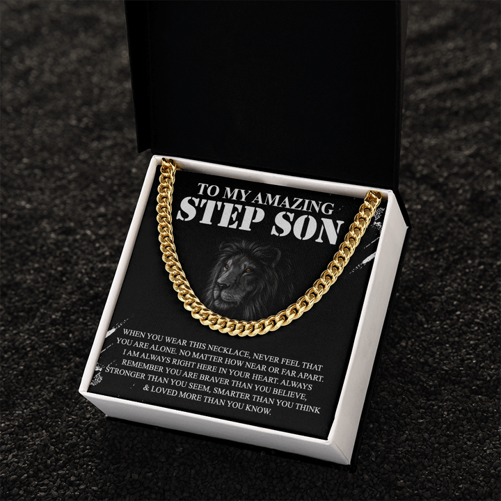 To My Amazing Step Son - Cuban Link Chain - Braver and Stronger - The Love Sparkle