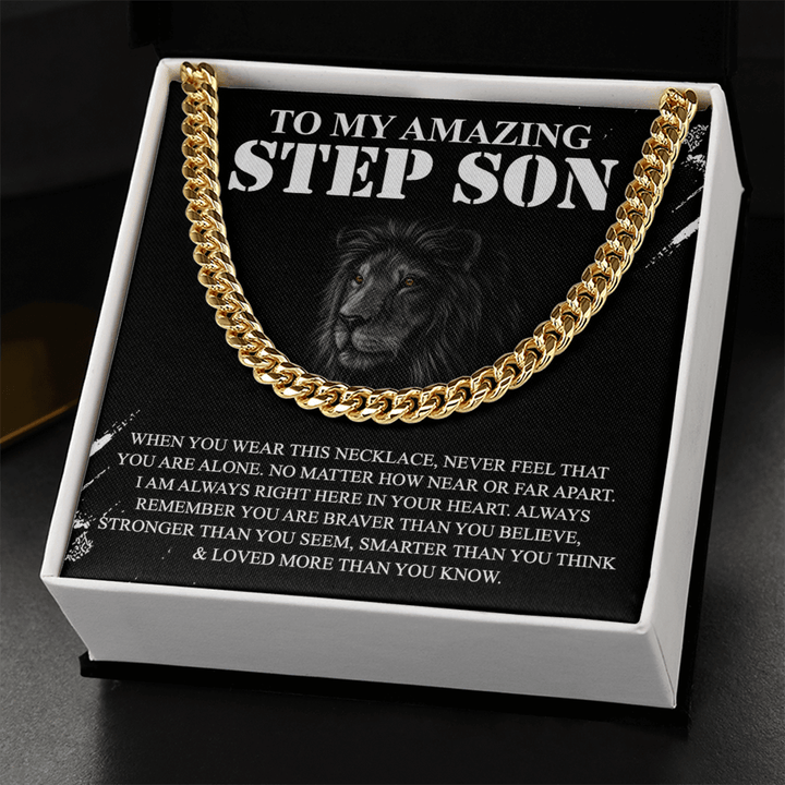 To My Amazing Step Son - Cuban Link Chain - Braver and Stronger - The Love Sparkle