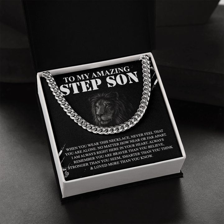 To My Amazing Step Son - Cuban Link Chain - Braver and Stronger - The Love Sparkle