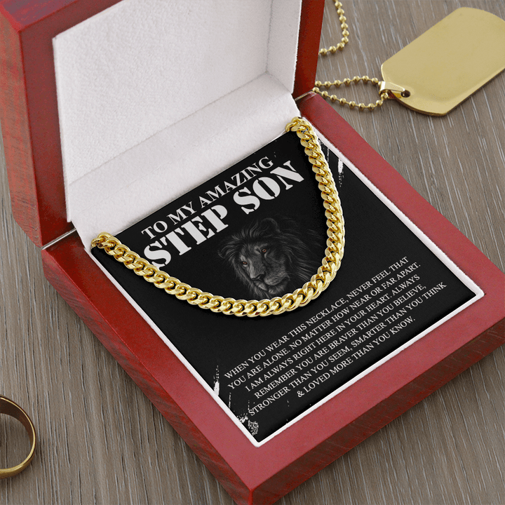 To My Amazing Step Son - Cuban Link Chain - Braver and Stronger - The Love Sparkle